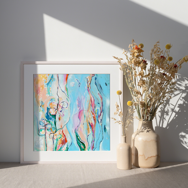 'When There Are Rainbows and Wildflowers' A Square Giclée Print